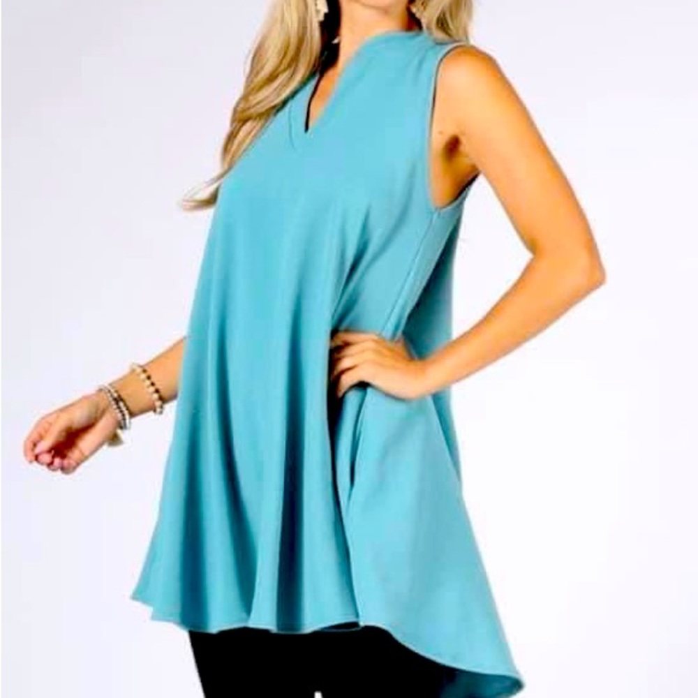 SWING TOP. NWT L CITADEL color. Blouse SUMMER women’s.  SHIRT. CADET BLUE. beach